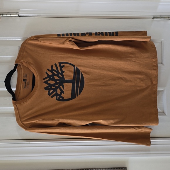 TIMBERLAND BRAND BOYS BROWN SIGNATURE LONG SLEEVE TEE SIZE XL 18/20 - Picture 1 of 14